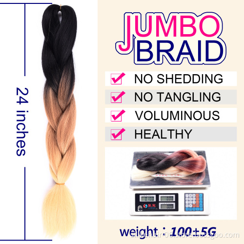 jumbo braiding hair pre stretched ombre 24" 100g Synthetic Expression Braiding Bulk  Hair Crochet Braids Expression hair